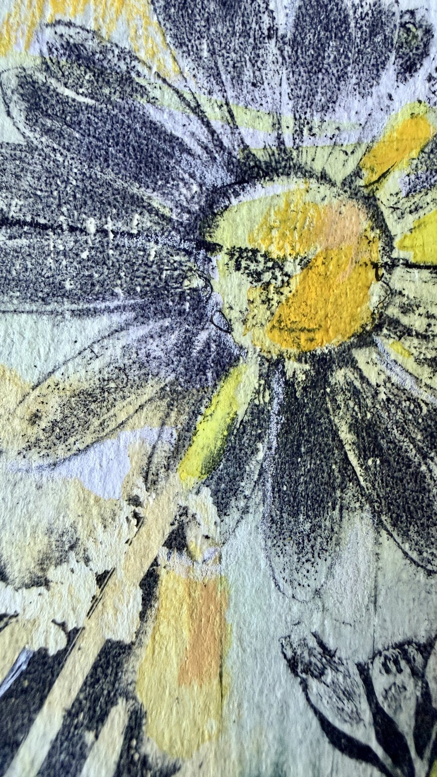 Meadow Maids, Little Wild Things no. 5, original botanical mixed media painting by Jules Smith, close-up detail 1