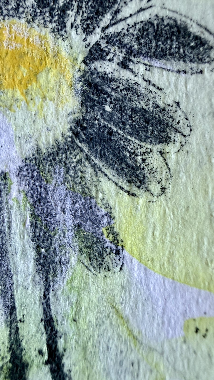 Meadow Maids, Little Wild Things no. 5, original botanical mixed media painting by Jules Smith, close-up detail 2