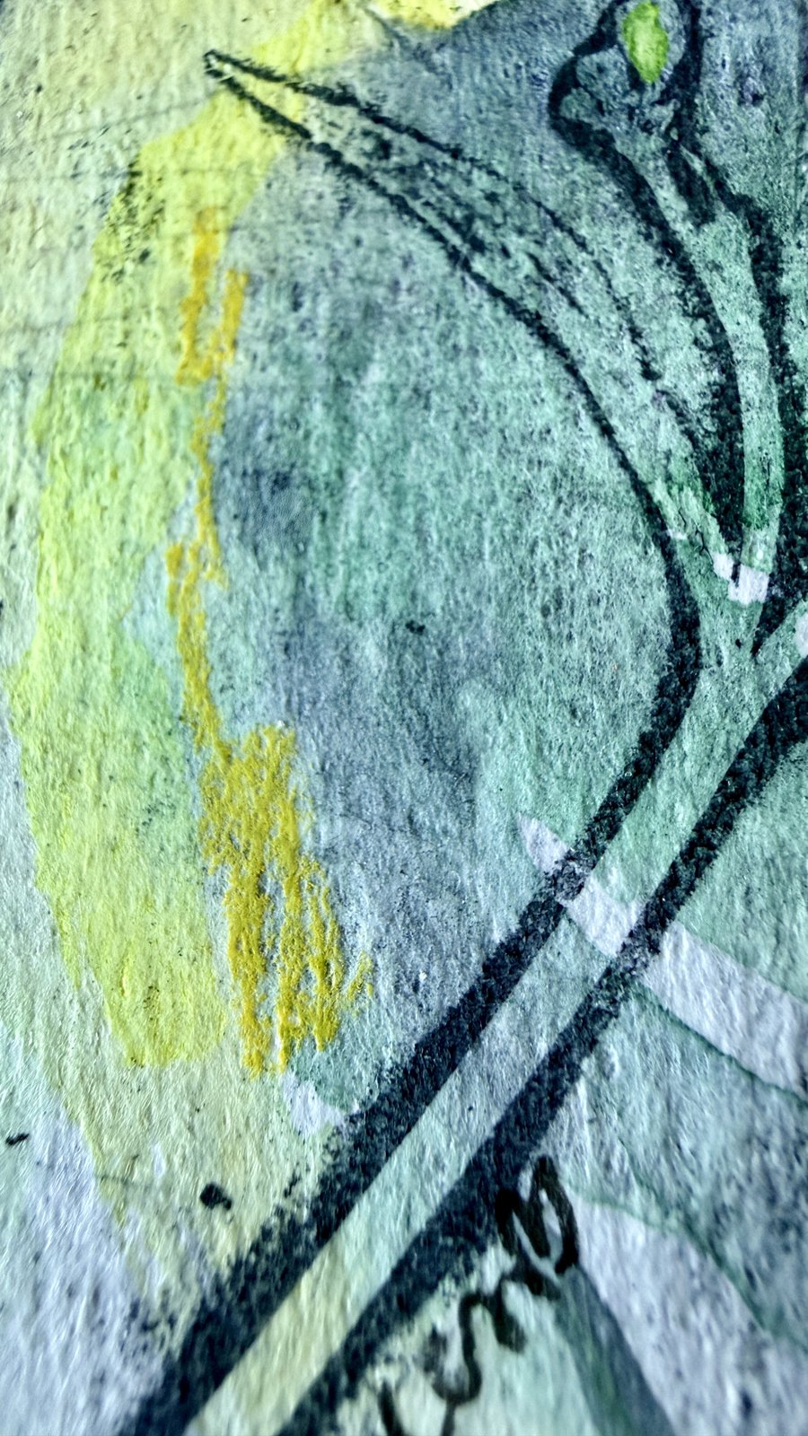 Meadow Maids, Little Wild Things no. 5, original botanical mixed media painting by Jules Smith, close-up detail 4